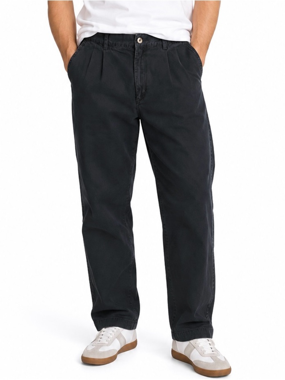 VTG 80s 90s Cherokee Black Pleated Cotton Trousers Tapered High Rise - Sz 14